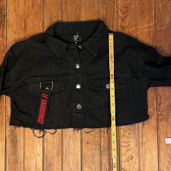 LF Underground3 cropped black denim jacket size small - Picture 5 of 7